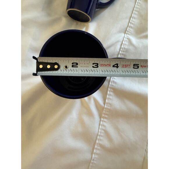 Lot of 2 Navy Blue Tall Mugs Coffee Tea Large Old Money Classic - Picture 4 of 5